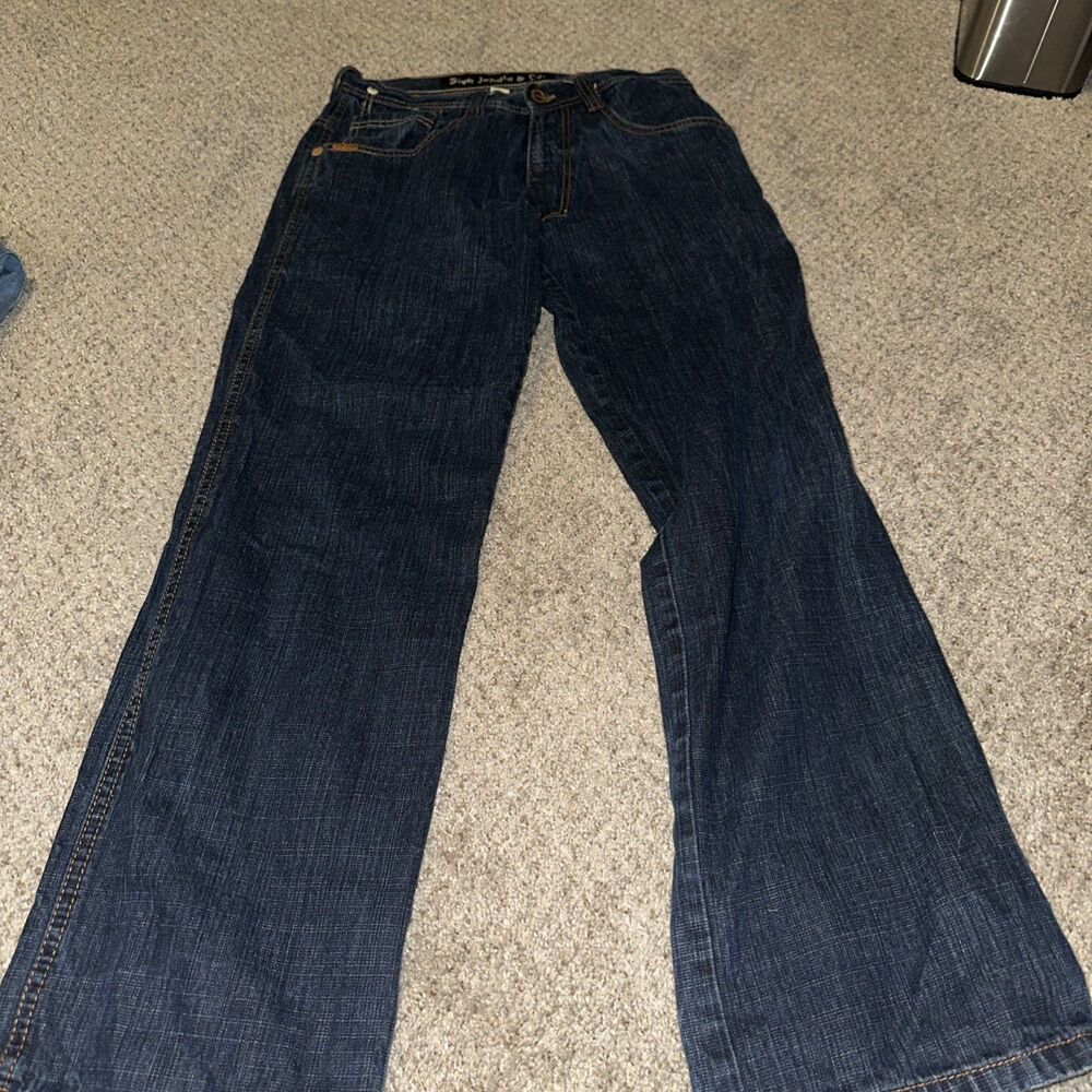 Y2K VTG 5ive Jungle & Co Wide Leg Jeans Baggy Embroidered Mens 32 Blue